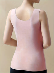 5pcs Contrast Lace Thermal Underwear V Neck Sleeveless Padded Top