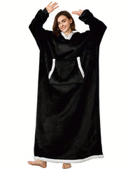 Women's Plus Winter Flannel Sherpa Hooded Robe