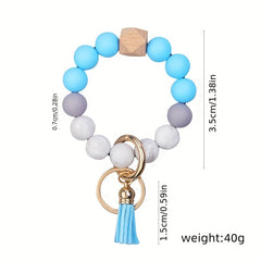 Silicone Bracelet Keychain with Tassel Ornament