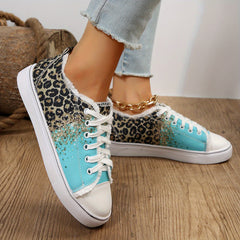 Women's Print Canvas Sneakers Lace Up Low Top Shoes