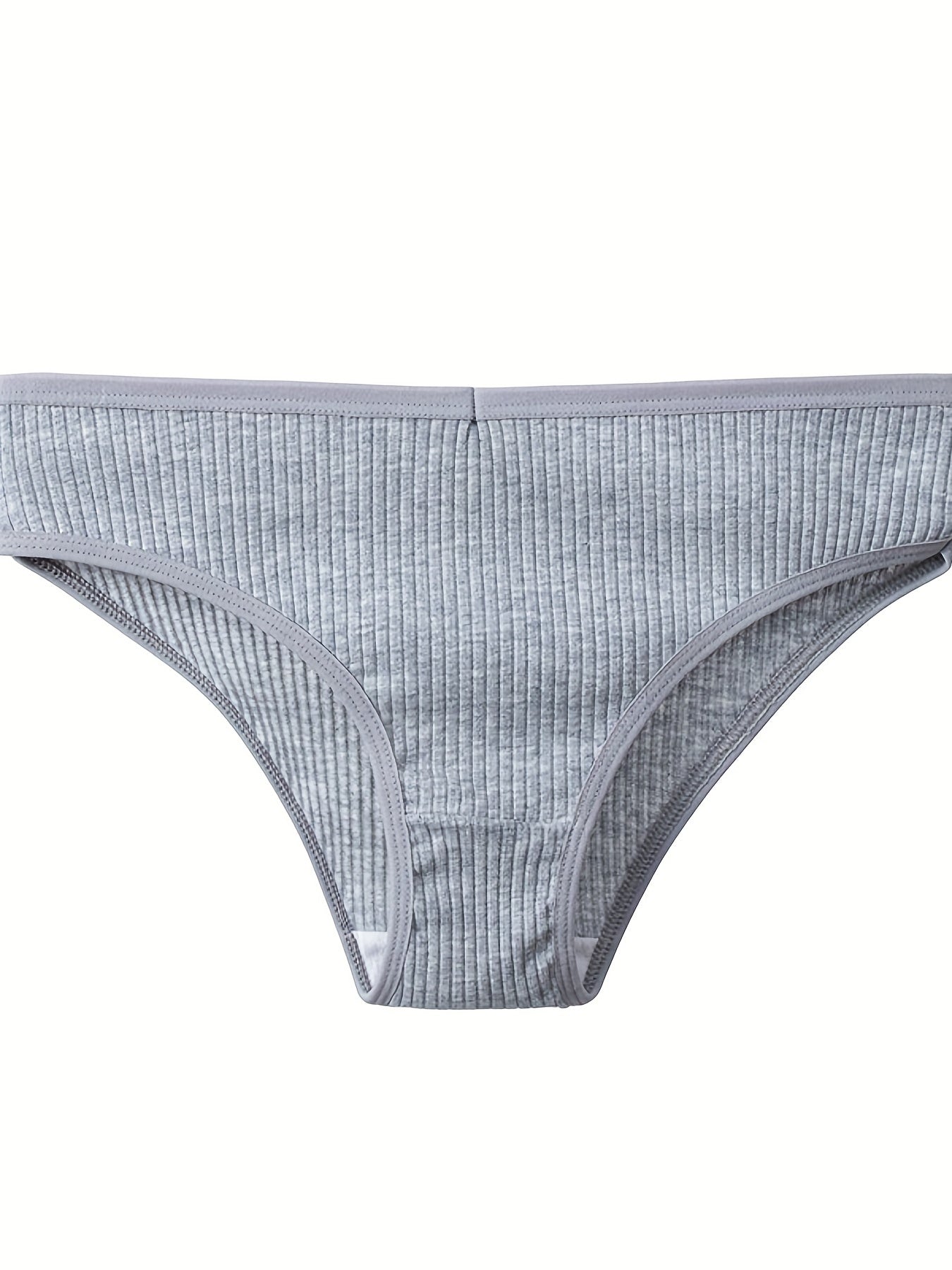 4pcs Solid Ribbed Briefs Stretchy Intimates Panties Women's Lingerie