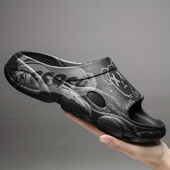 Men's Cartoon Print Non Slip Platform Slides Cloud Slides For Indoor/Outdoor