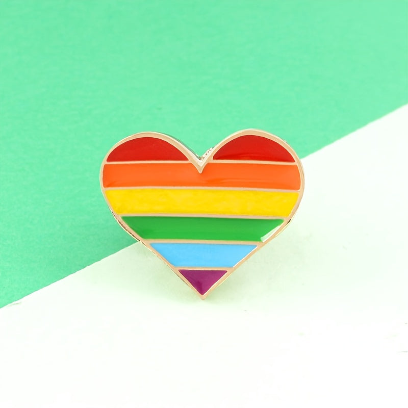 Rainbow Heart Pin Mini Metal Accessory for Clothes