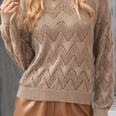 Casual Sweater Women's Solid Hollow Out Long Sleeve
