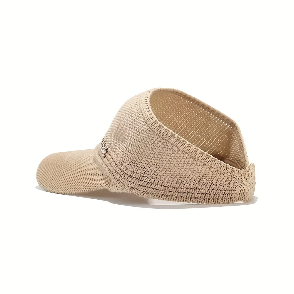Knitted Visor Hat Solid Elastic Sunshade Baseball Cap Casual Sunscreen
