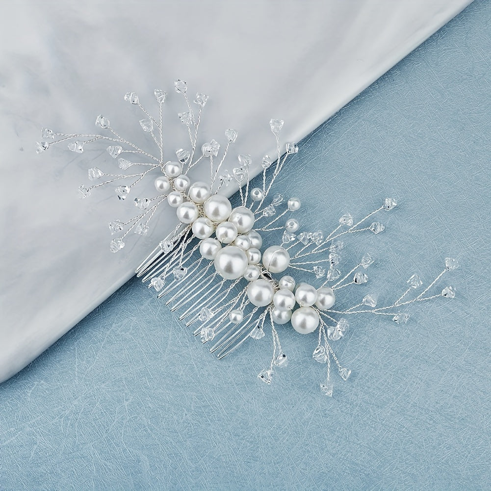 Crystal Pearl Hair Comb Wedding Headwear Hair Pin Bridal Accessory