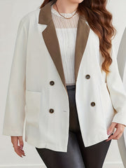 Colorblock Waffle Lapel Collar Blazer