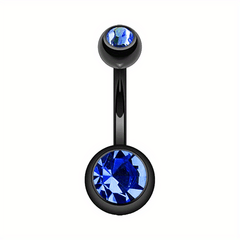 14GA Titanium Steel Double CZ Barbell Belly Button Ring