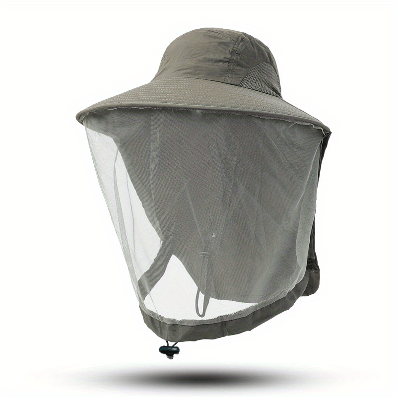 Men's Bucket Hat With Net Mesh Sun Protection Head Net Hat