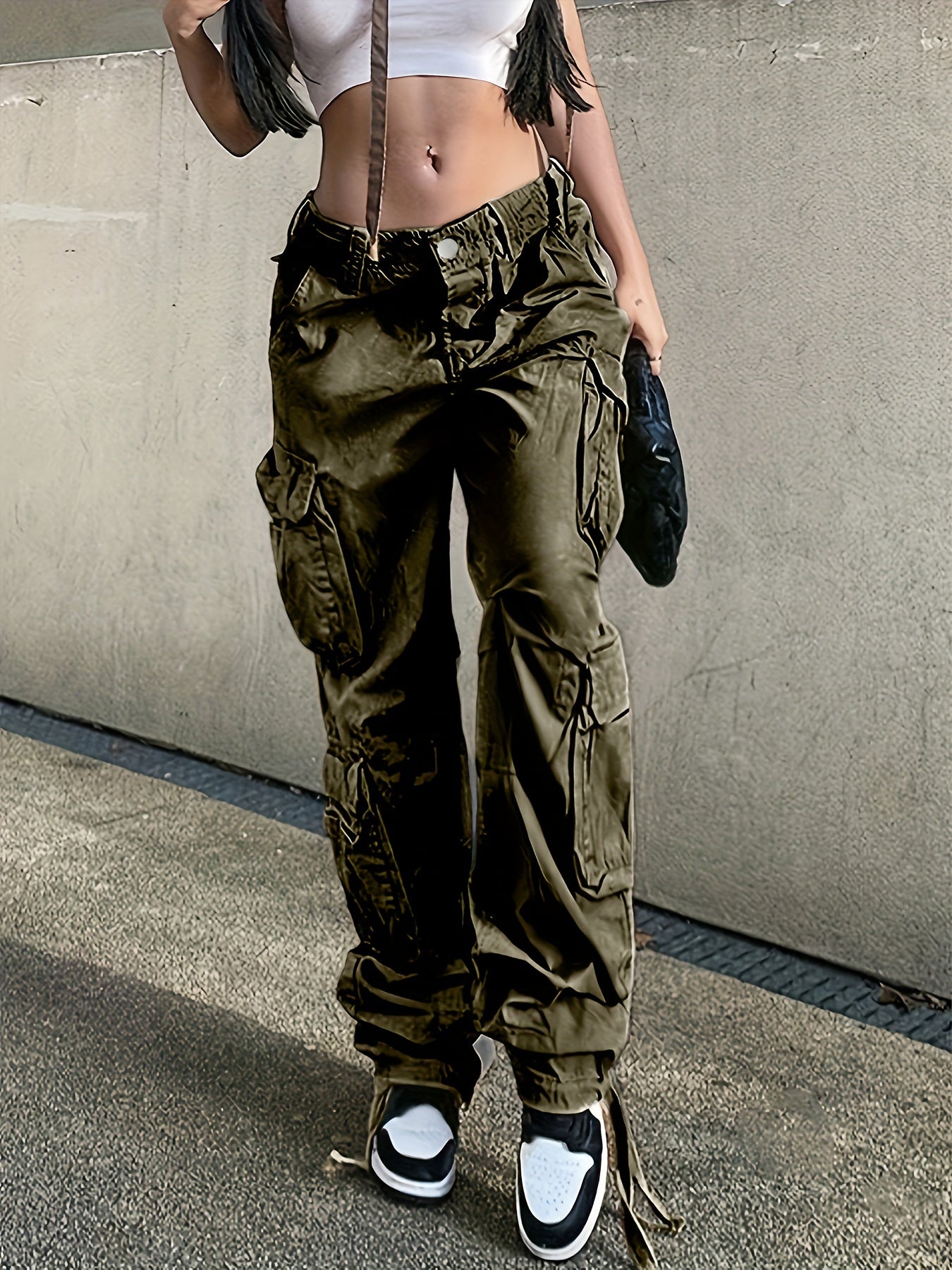 High Waist Cargo Jeans Loose Fit Y2K Style