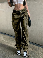 High Waist Cargo Jeans Loose Fit Y2K Style