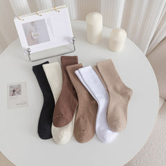 5 Pairs Women's Crew Socks Casual Breathable Dress Socks