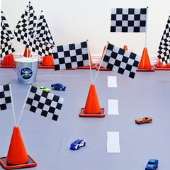 20pcs Checkered Racing Stick Flags for Racing Parties & Sports Events
