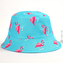 Flamingo Print Bucket Hat Lightweight Fisherman Cap