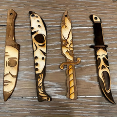 4pcs Wooden Halloween Decoration Props Pendant Horror Party Gift