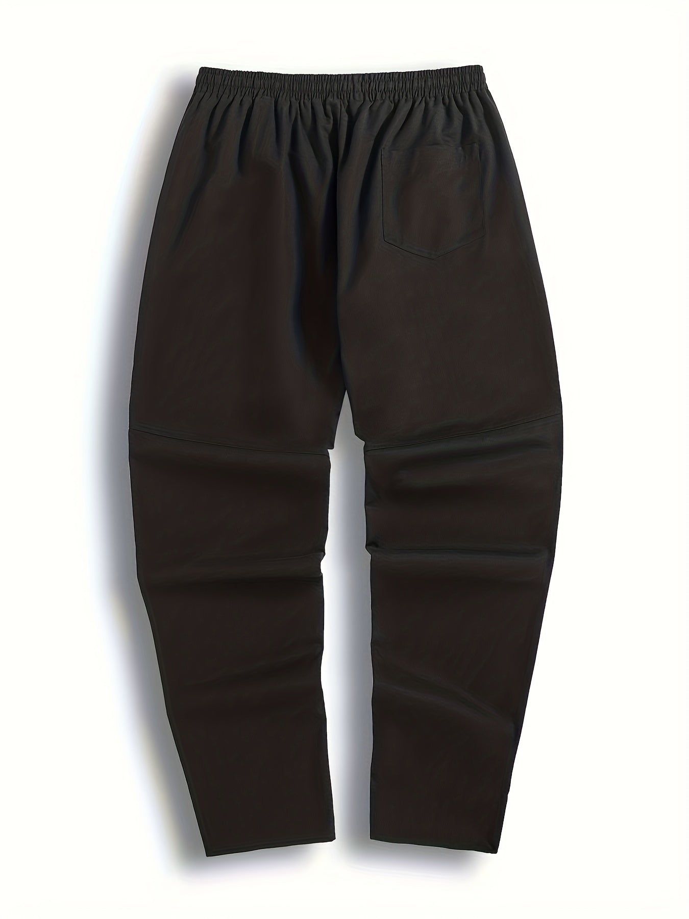 Men's Solid Cotton Pants Casual Elastic Waist Drawstring Trousers