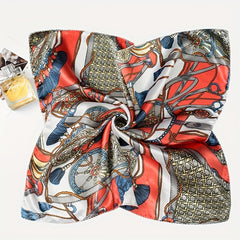 50 04cm Printed Square Scarf Bandana Women Silk Head Wrap Hair Accessory