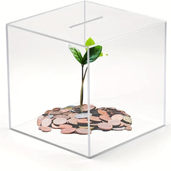 Medium Acrylic Square Piggy Bank for Children and Adults