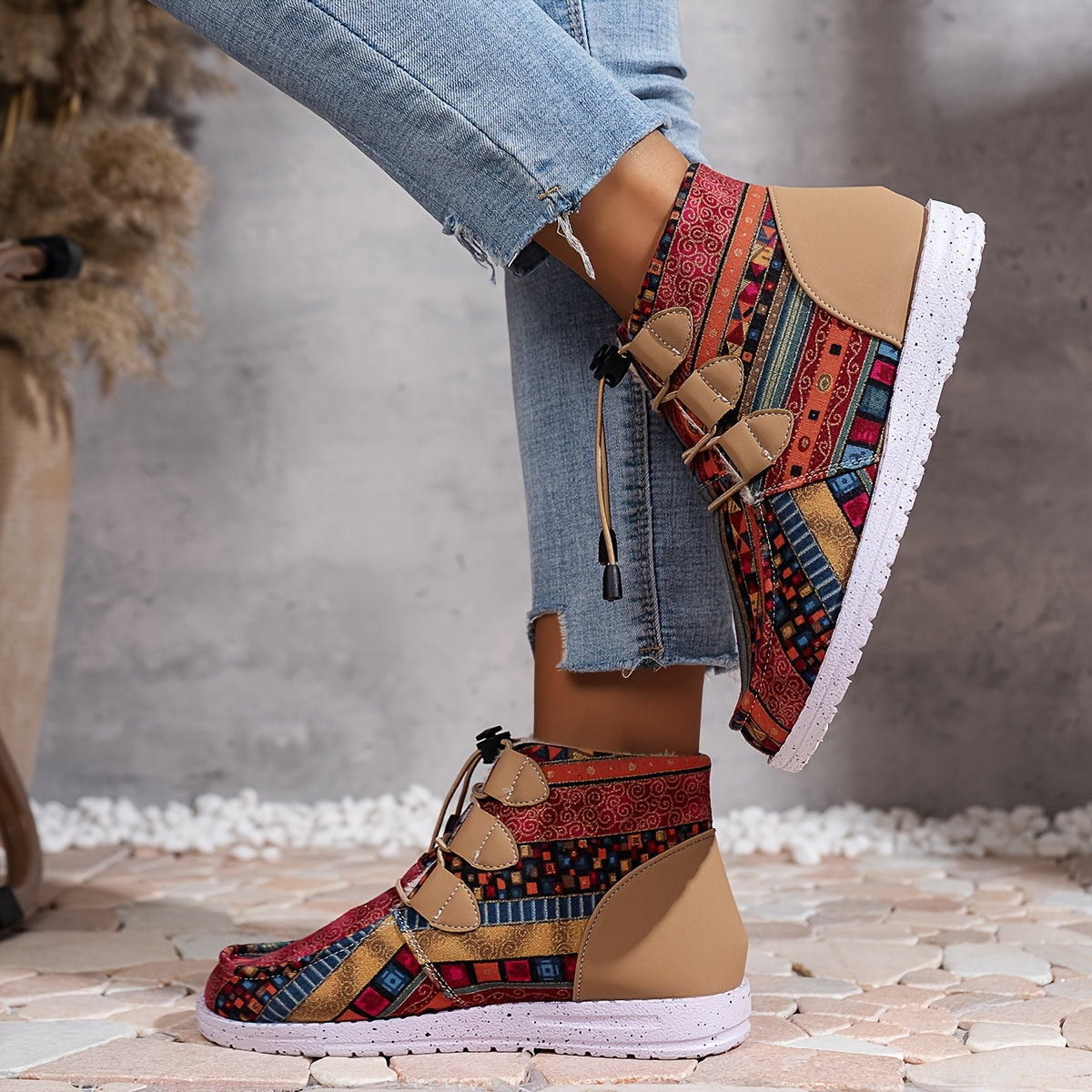 Geometric Print Snow Boots for Women Warm and Comfortable