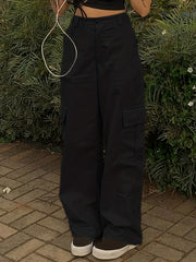 Y2K Women's Cargo Pants High Waist Straight Jeans Athleisure