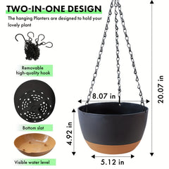 Plastic Hanging Planters Outdoor Indoor Flower Pots Dark Grey