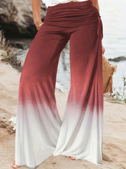 Women's Plus Tie Dye Ombre Print High Waist Wide Leg Drawstring Pant