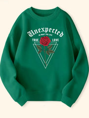 Geo Rose Flower Graphic Sweatshirt for Girls Long Sleeve Top Pullovers