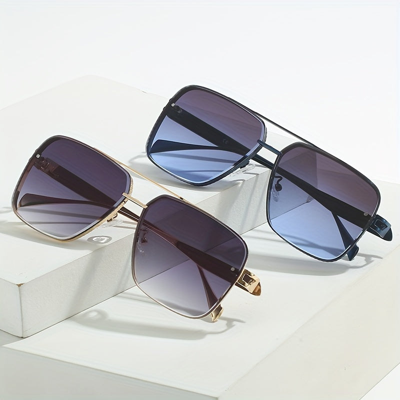 Men Square Frame Metal Sunglasses For Cycling Driving