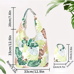 Leaves Pattern Shoulder Bag Lightweight Foldable Shopping Bag