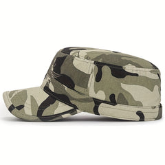 Men's Camo Flat Top Cotton Hat Embroidered Caps