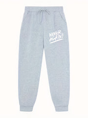 Never Again Print Joggers With Pockets Men s Drawstring Pants