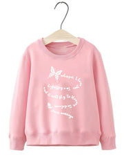 Girls Butterfly Print Long Sleeve Sweatshirt Top Pullovers
