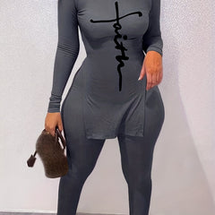 Cross Letter Print Tee & Leggings Set