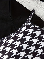 Girls Cropped T-shirt & Houndstooth Dress Set for Summer Party
