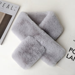 Rabbit Fur Scarf Unisex Autumn Winter Plush Neckwear Thick Warm Double-sided