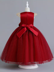 Cap Sleeve Rhinestone Embroidered Formal Dress for Big Girls