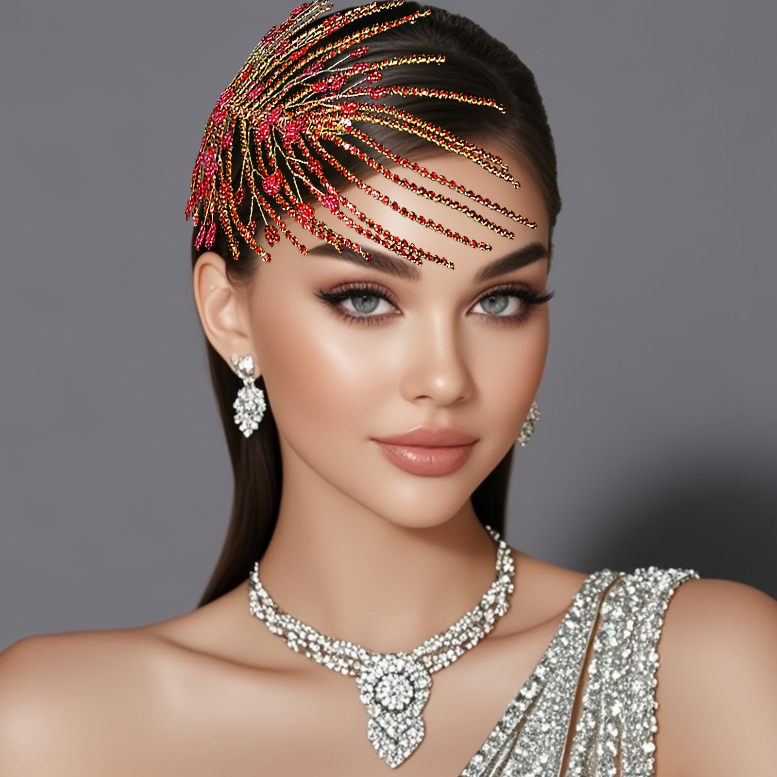 Vintage Bridal Headpiece Red Feather Hair Accessory for Weddings
