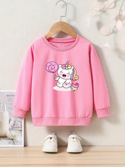 Lollipop Unicorn Graphic Crew Neck Sweatshirt for Kids