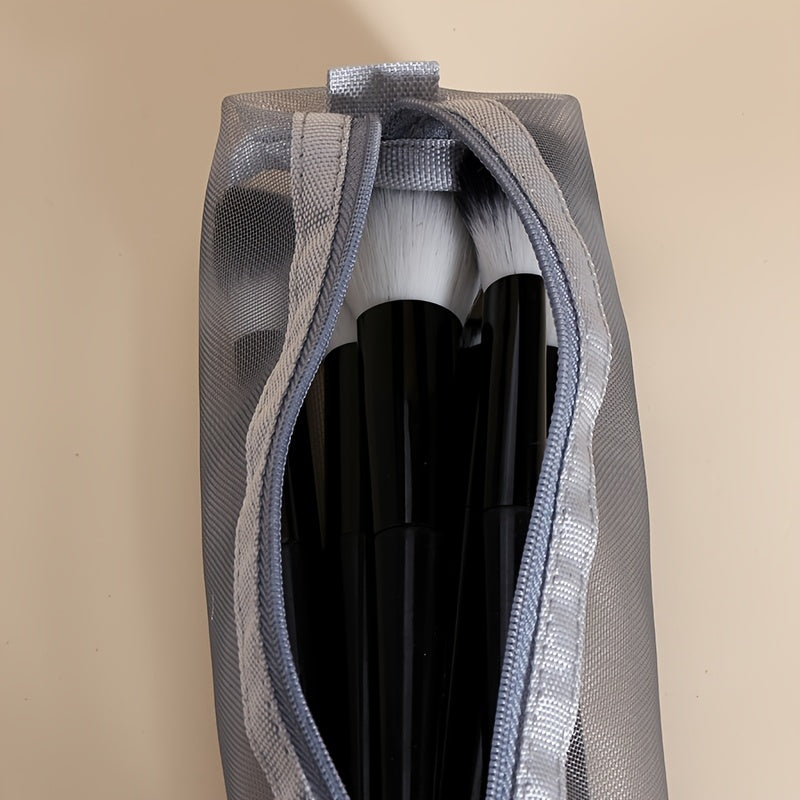 Mesh Square Makeup Bag Storage Bag Transparent Mesh Pen Pouch Gray