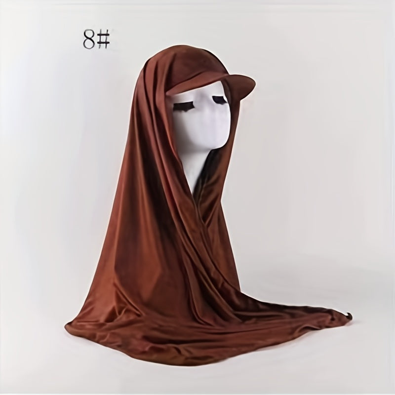 Solid Baseball Cap With Scarf Elastic Hijab Women Ramadan Head Wrap Turban Hats