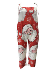 Santa Claus Print Casual Jumpsuit