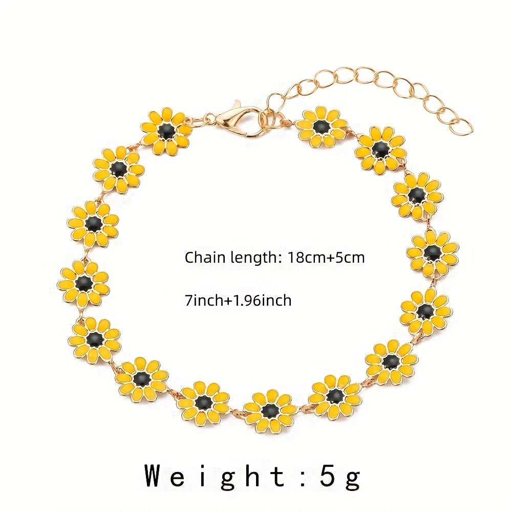 Bohemian Daisy Necklace and Bracelet Set