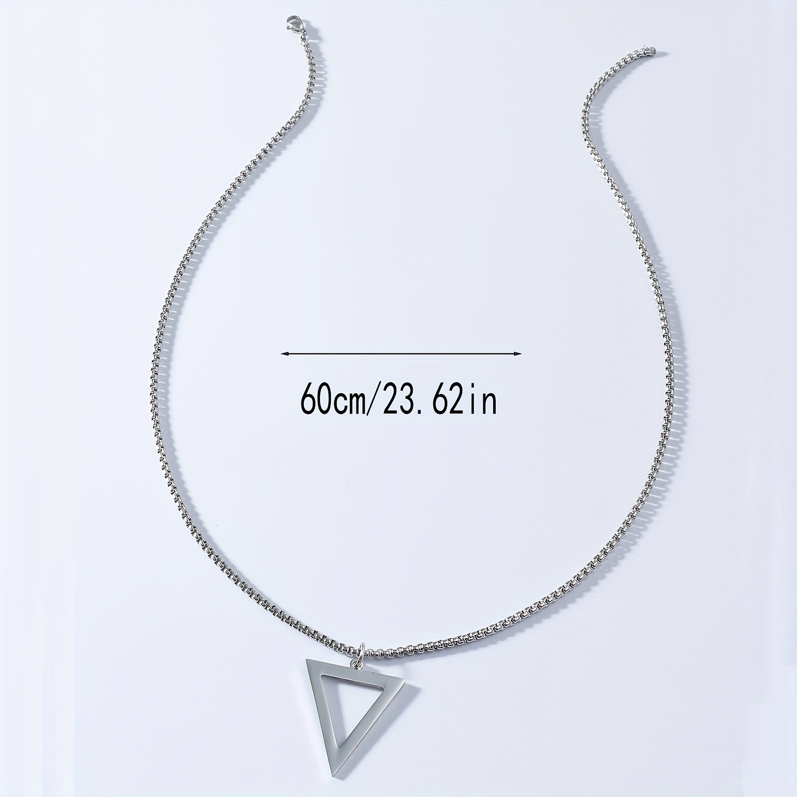 Men's Stainless Steel Triangle Pendant Square Chain Necklace