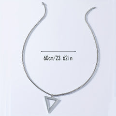 Men's Stainless Steel Triangle Pendant Square Chain Necklace