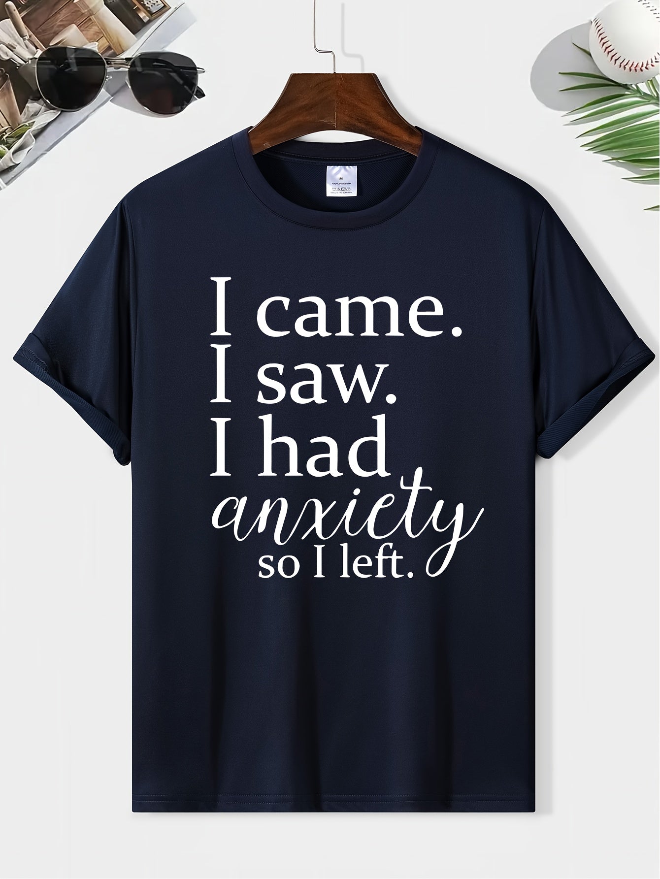 Men's Round Neck Print Tee Short Sleeve Casual T Shirt
