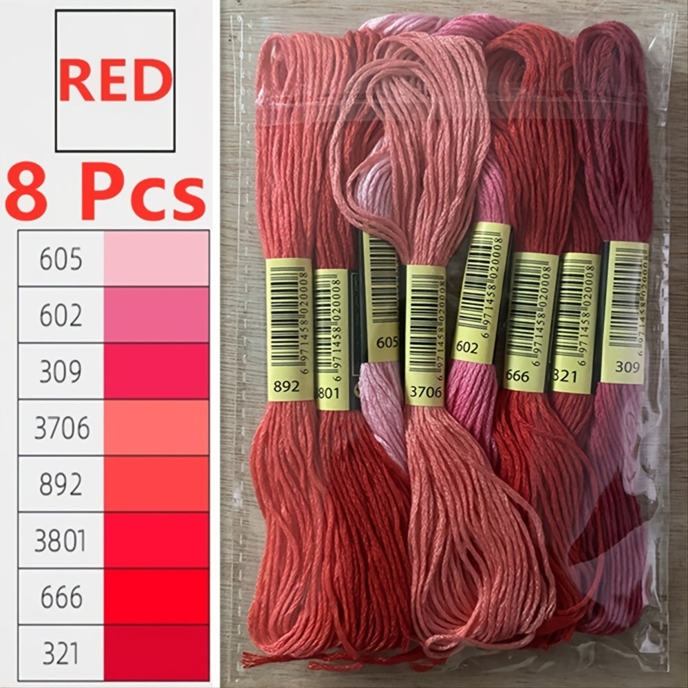 8pcs Embroidery Thread Cross Stitch Floss Kit DIY Sewing Th