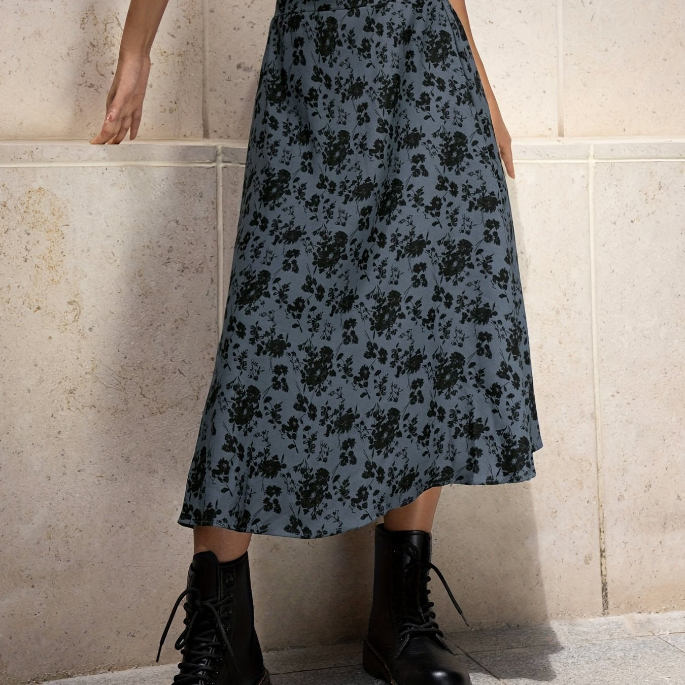 High Waist Floral Print Midi Skirt Y2K Summer Women's Clothing