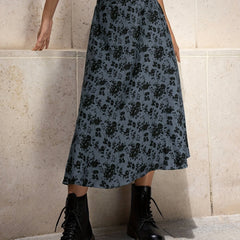 High Waist Floral Print Midi Skirt Y2K Summer Women's Clothing