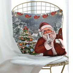 Christmas Tree Santa Claus Print Pillow Cover for Home Decor