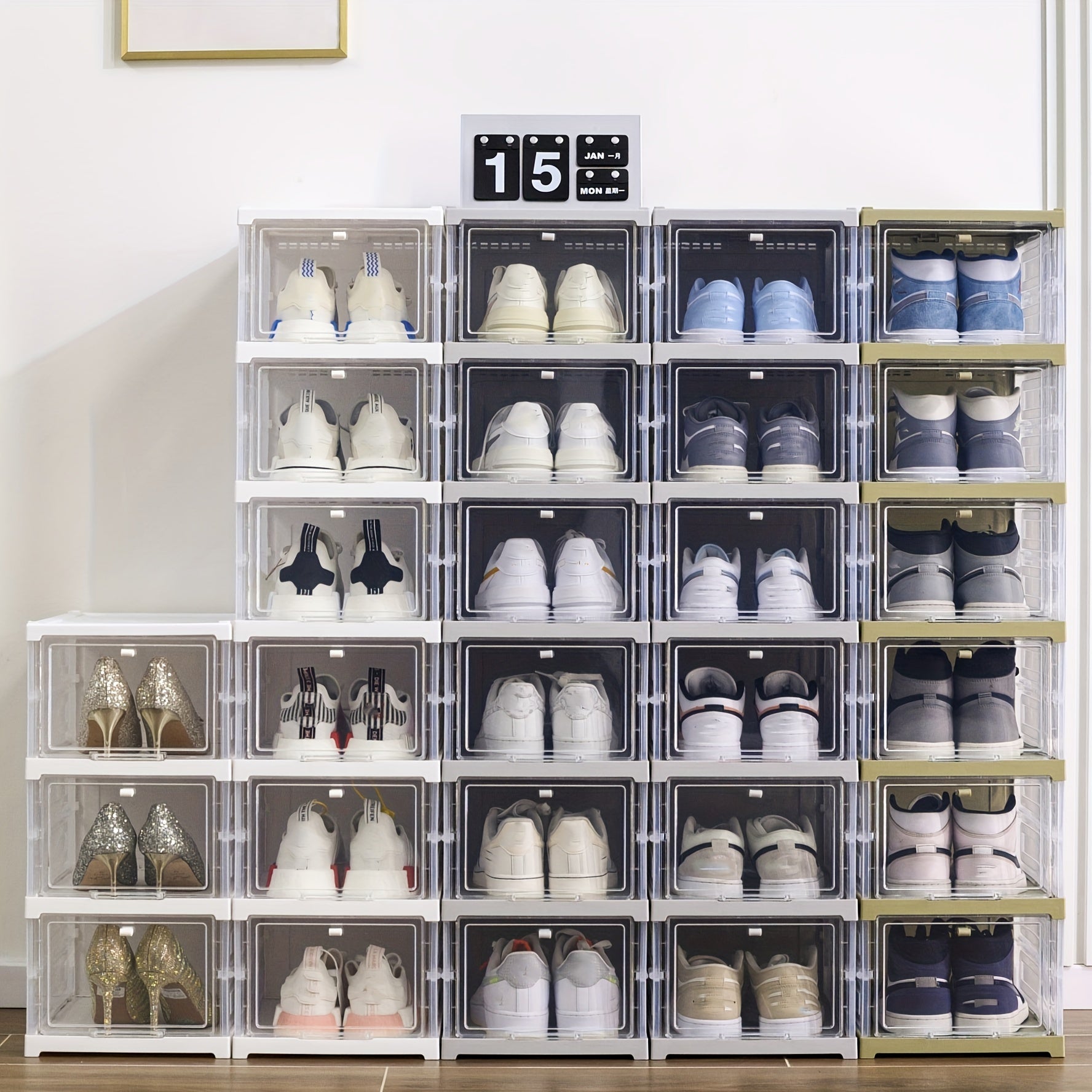 6pcs Foldable Shoe Storage Box Portable Stackable Shelf for Closet Bed